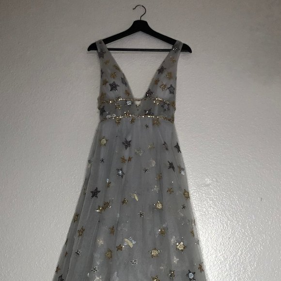 Willow by Watters Orion Inspired Long Silver Starry Wedding Dress - Picture 2 of 6